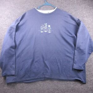 Natural Escape Shirt Womens 3XL‎ Blue Floral Embroidered Mason Jar Long Sleeve